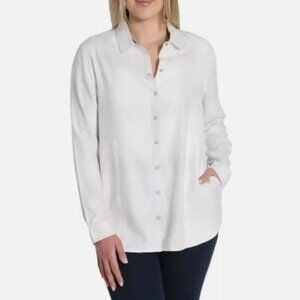 NEW Women's Jachs Girlfriend Super Soft Flannel Shirt White Size L H580